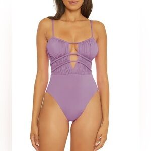Becca Color Code Sarai Plunge One Piece Swimsuit Size Large New